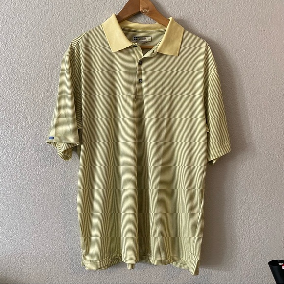 Bermuda Sands Men's Yellow Striped Polo Shirt Size Large - Picture 1 of 8